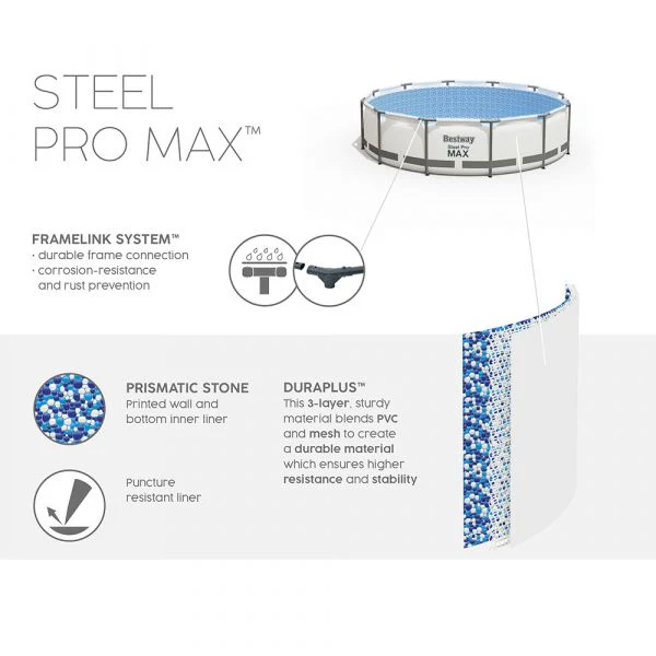 Bestway Steel Pro Max Round Frame Pool Set 3.05x76cm 56408 - Image 4
