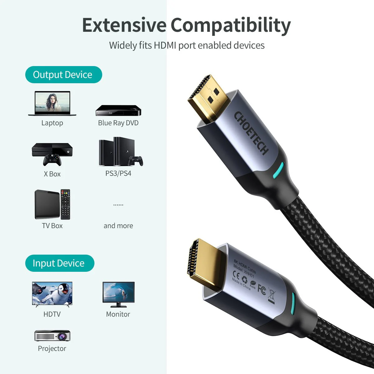 Choetech 8K 2M HDMI to HDMI Cable - Black XHH01 - Image 8