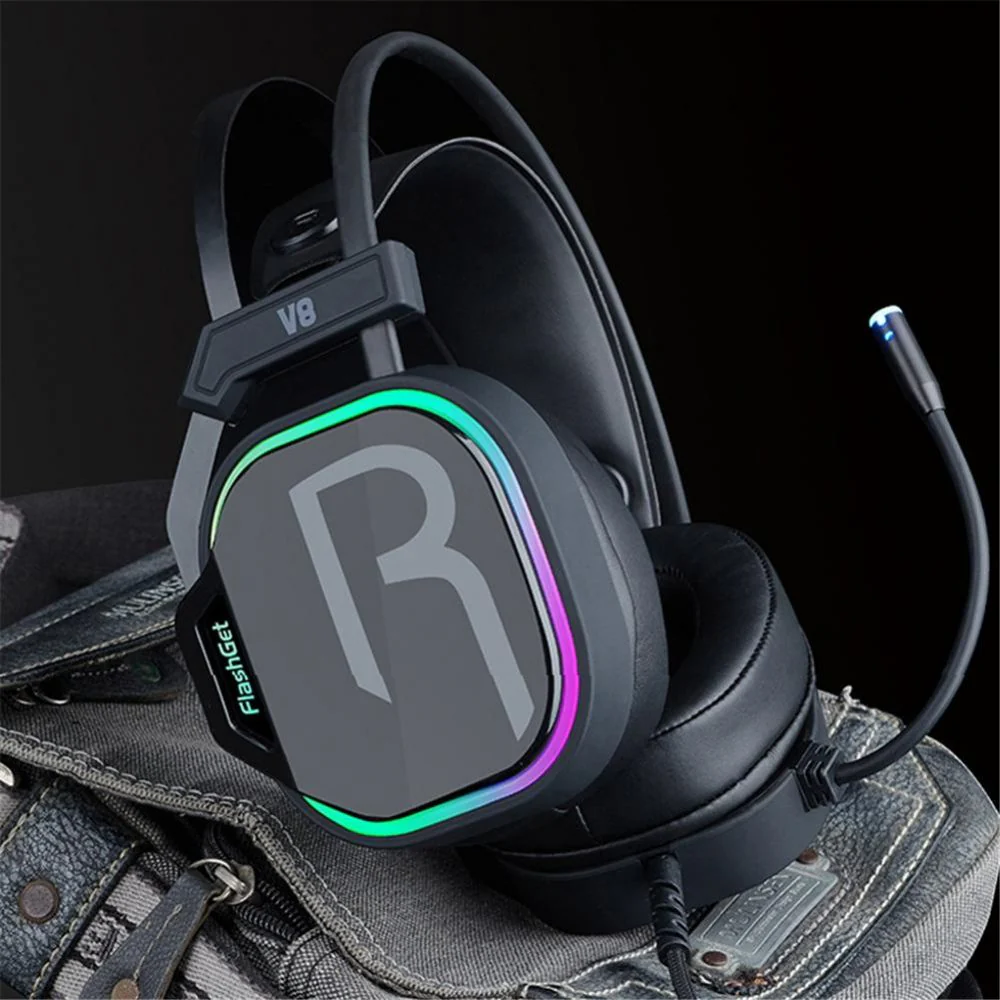 FlashGet V8 RGB GAMING HEADSET - BLACK - Image 3