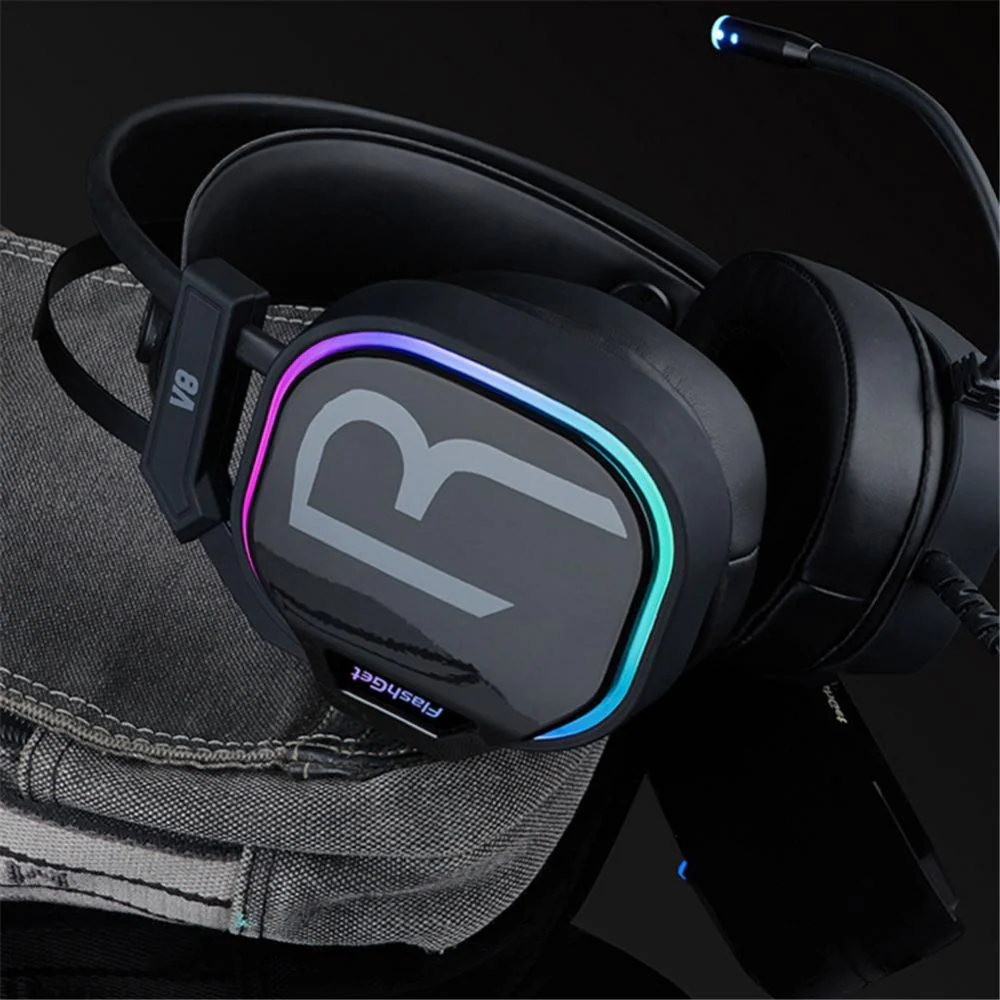 FlashGet V8 RGB GAMING HEADSET - BLACK - Image 4