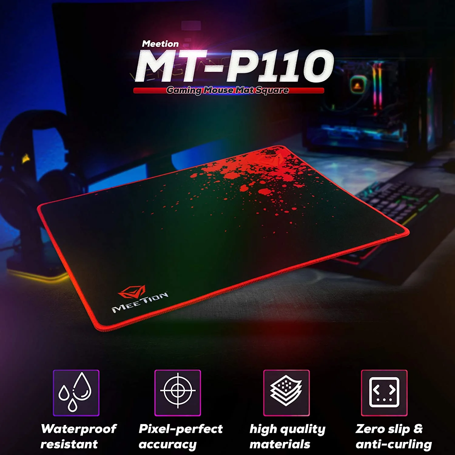 Meetion Non-slip Rubber Square Mouse Pad P110 - Image 4