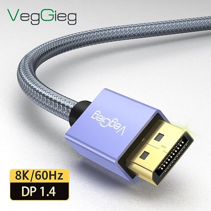 VegGieg 8K/60Hz 4K/165Hz 2K/240Hz M/M Metal DisplayPort 1.4 Cable - Image 5