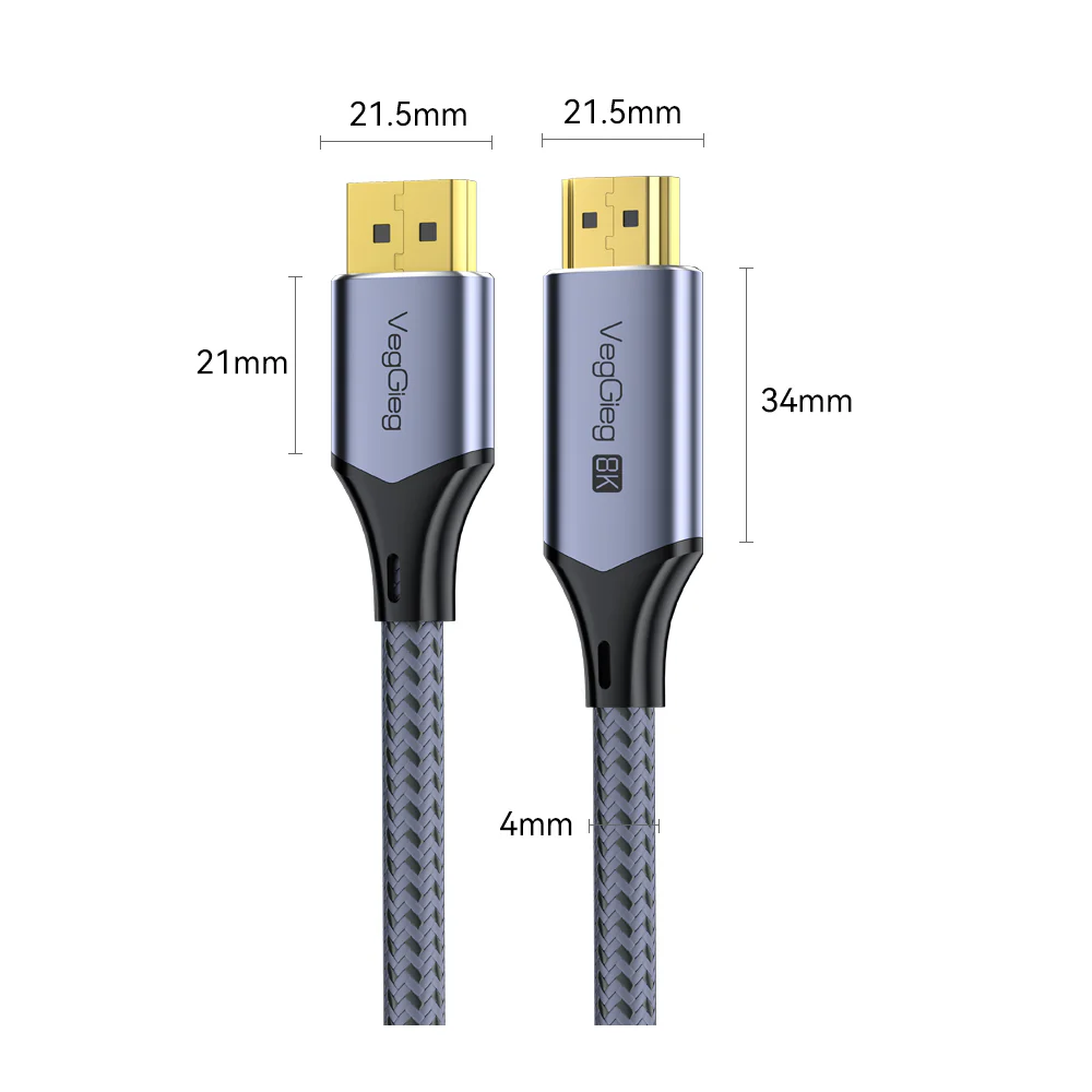 VegGieg DP to HDMI M/M 8K 2 meters Cable Model V-Z103 - Image 3