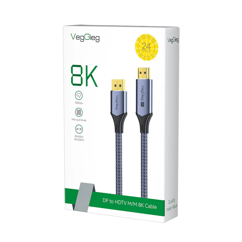 VegGieg DP to HDMI M/M 8K 2 meters Cable Model V-Z103 - Image 4