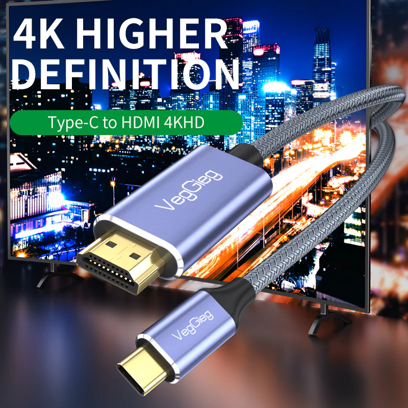 VegGieg USB-C to HDMI M/M 4k/60HZ 2 Meters Cable Model V-Z625 - Image 4
