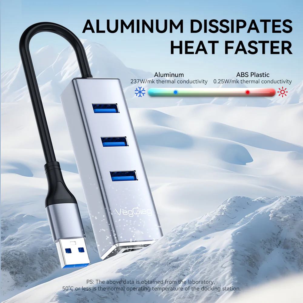 VegGieg USB/Type-C 3.0 2in1 Gigabit Lan Adapter with 3.0*3  HUB Model V-K310 - Image 4