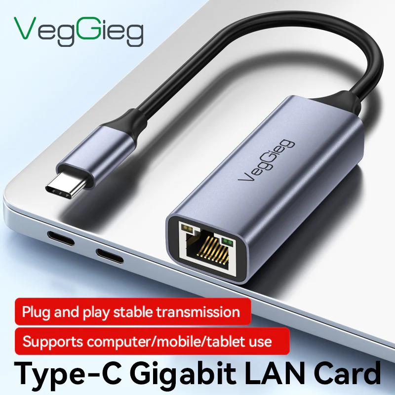 VegGieg Type-C to 1000Mbps Gigabit Ethernet Lan Adapter with lamp Model V-K308 - Image 3