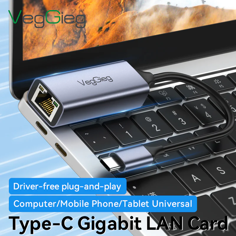VegGieg Type-C to 1000Mbps Gigabit Ethernet Lan Adapter with lamp Model V-K308 - Image 4